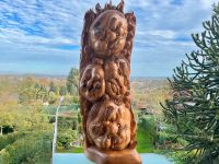 Holzfigur 77cm Schnitzerei Bali Statue Gesichter Gesicht Essen - Essen-Werden Vorschau