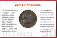50 S Gedenkmünze 2001 Österr. im Blister, letzter Schilling Bayern - Taching Vorschau