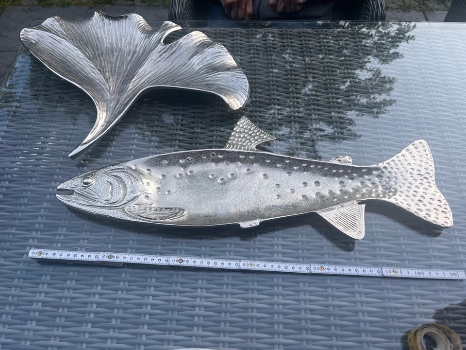 Dekoration Silberschale Blatt und Fisch in Hamburg