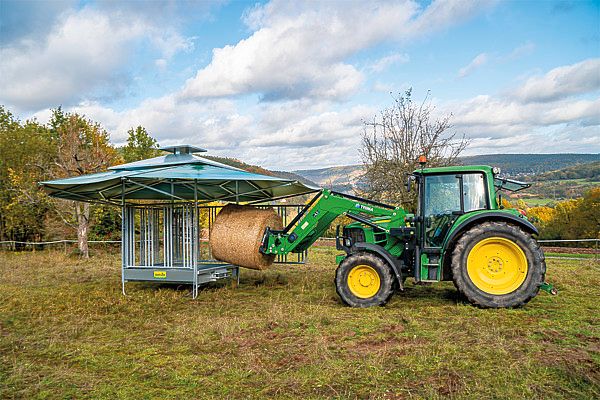 Patura Klima-Raufe mit Sicherheits-Pferdefressgitter - Innovative Raufe mit 36m² Dachfläche und Kühlungseffekt in Stuhr