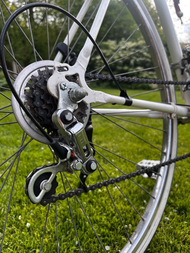 Vintage Rennrad - metallic weiß x Leder - Brooks Sattel - Fahrrad in Edemissen