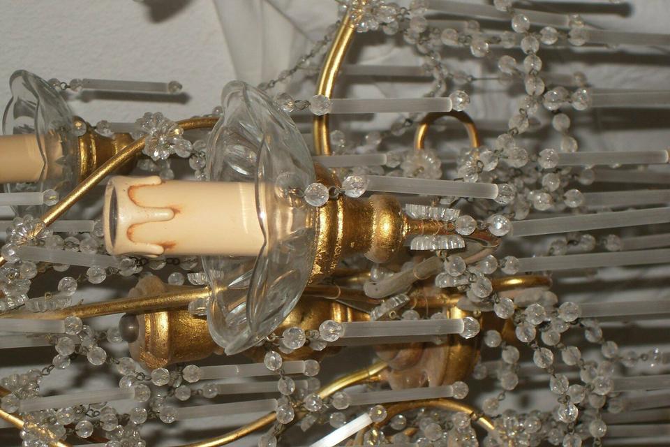 MURANO Kronleuchter, goldfarbig, 5 flammig, gebraucht in Bad Schönborn