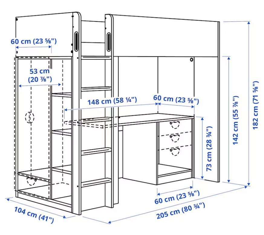 IKEA SMASTAD Hochbett weiß 90x200 cm mit Schreibtisch NEU OVP in Rüdesheim am Rhein