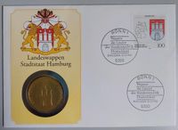 Numisbrief "Landeswappen Stadtstaat Hamburg" von 1992 Nordrhein-Westfalen - Dormagen Vorschau