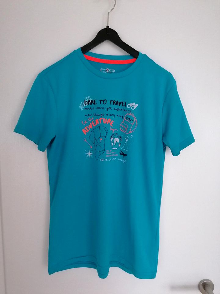 CMP T-shirt Sportshirt dryfunction blau türkis neuwertig Gr. 164 in Steinbach