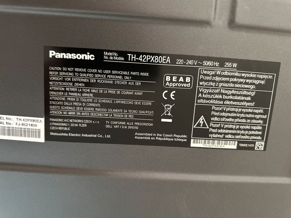 Panasonic Plasmafernsehr TV TH-42PX80EA in Eichstätt