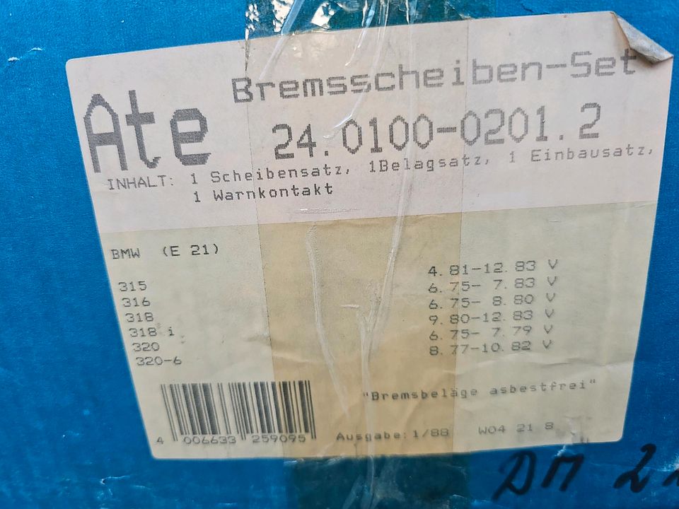 Bmw E21 ATE Bremsscheibenset original verpackt in Pfaffenhofen a.d. Ilm