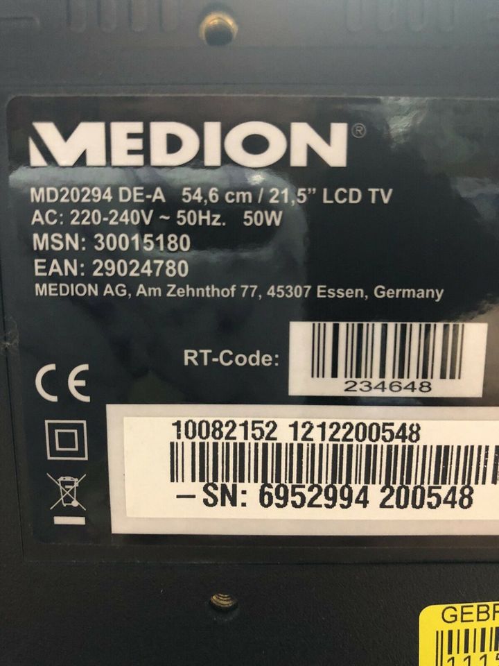 Medion LCD TV MD20294 DE-A (21,5 Zoll/54,6cm) in Lübeck