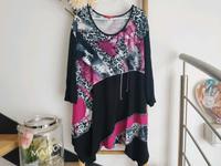 XXL 52 Thea plus Tunika Bluse Shirt schwarz pink 3/4 Arm Sachsen-Anhalt - Genthin Vorschau