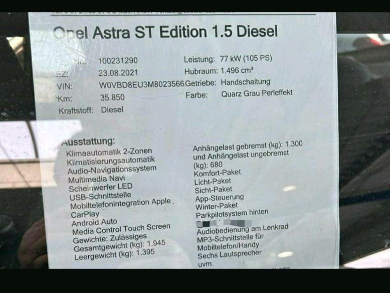 Opel Astra ST Edition 1.5 Diesel in Schweinfurt