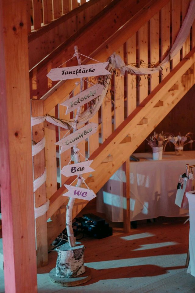 Verleih ❤ Dekoleiter Schilder Aufsteller Fenster Hochzeit Deko in Keltern