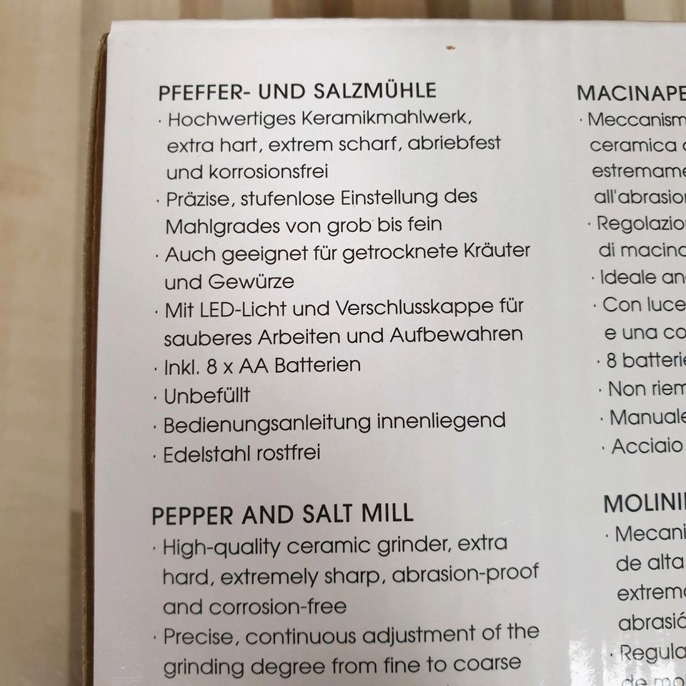 Cilio Elektrische Pfeffer- und Salzmühle BERGAMO Neu in Backnang