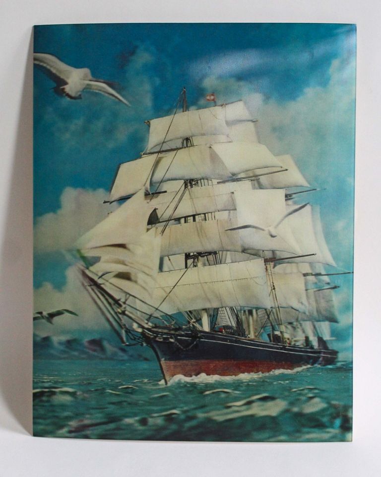 Toppan, altes 3D Lenticular Bild England Segelschiff CUTTY SARK in Hamburg