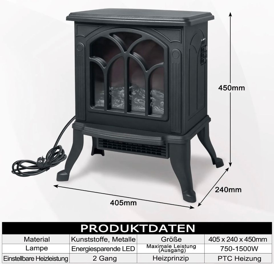 Elektrischer Kamin Elektro Kamin Feuer Ofen Heizung Heizlüfter in Bebra