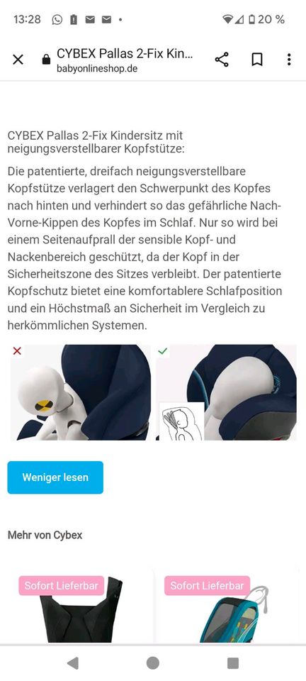 Kindersitz Cybex Pallas 2 fix in Erkheim