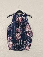 Dunkelblaue Bluse/Oberteil mit pinken Blumenmuster Hessen - Münster Vorschau