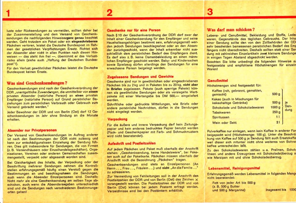 DDR 1973 Hinweise für Geschenksendungen in Seelze