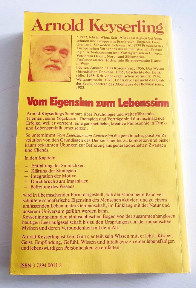 Buch " Vom Eigensinn zum Lebenssinn ", Arnold Kayserling in Cremlingen