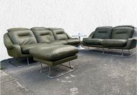 Space Age Designer Sofa Set Olivgrünes Leder, Metall Untergestell Baden-Württemberg - Bruchsal Vorschau