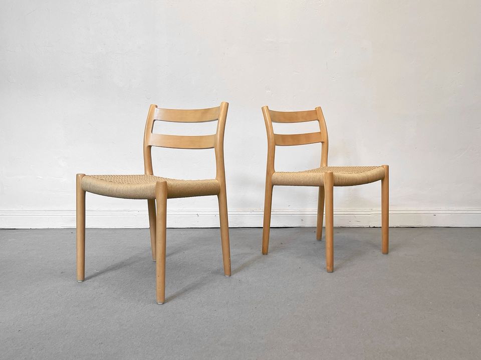 1/2 Niels O. Møller Stühle Eiche Oak Chairs Modell 84 Set 2 1955 in Berlin