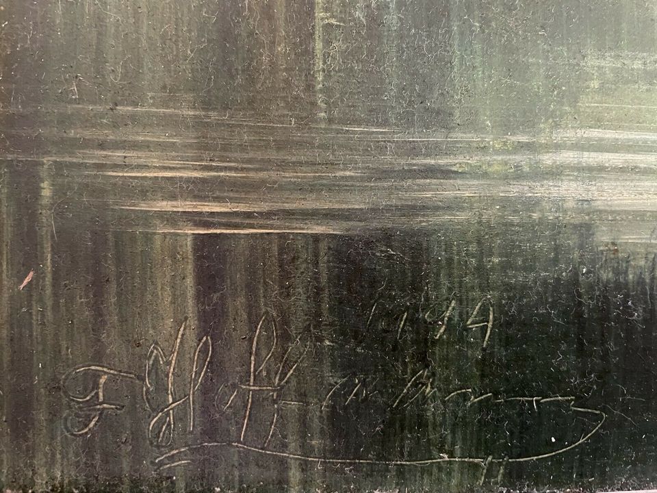 Antik Ölgemälde Öl Platte Landschaft Bild Gemälde F. Hoffmann in Hagen