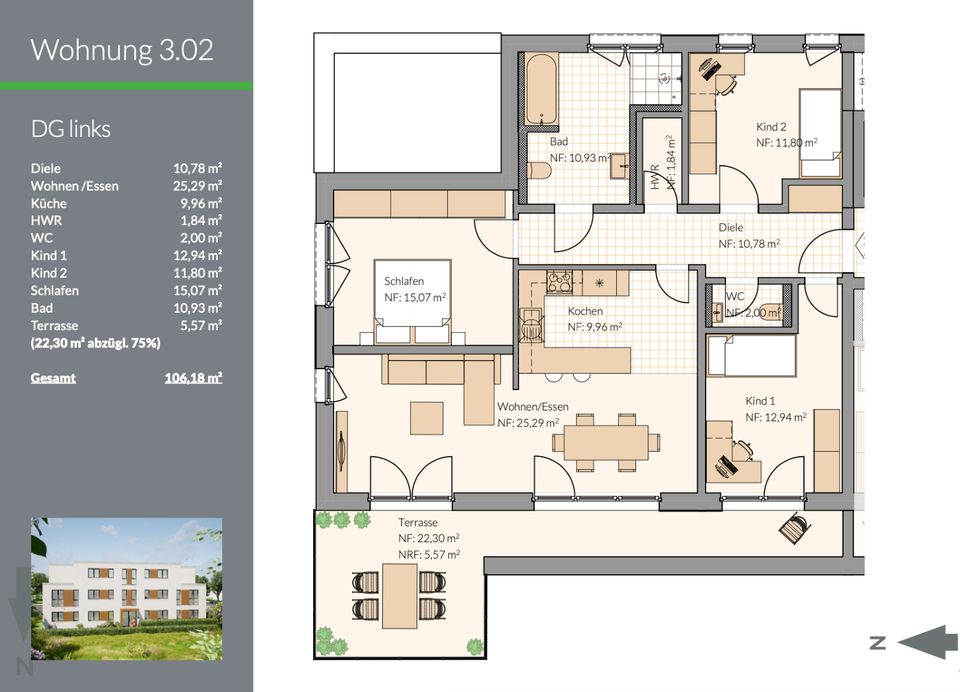 Infotag am 16.06. / 11-15 Uhr: Penthouse-Eigentumswohnung inkl. großer Dachterrasse & Stellplatz in Fallersleben - barrierefrei! 3.02 in Wolfsburg