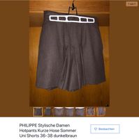 Stylische Damen Hotpants Kurze Hose Sommer S-M dunkelbraun Nürnberg (Mittelfr) - Mitte Vorschau