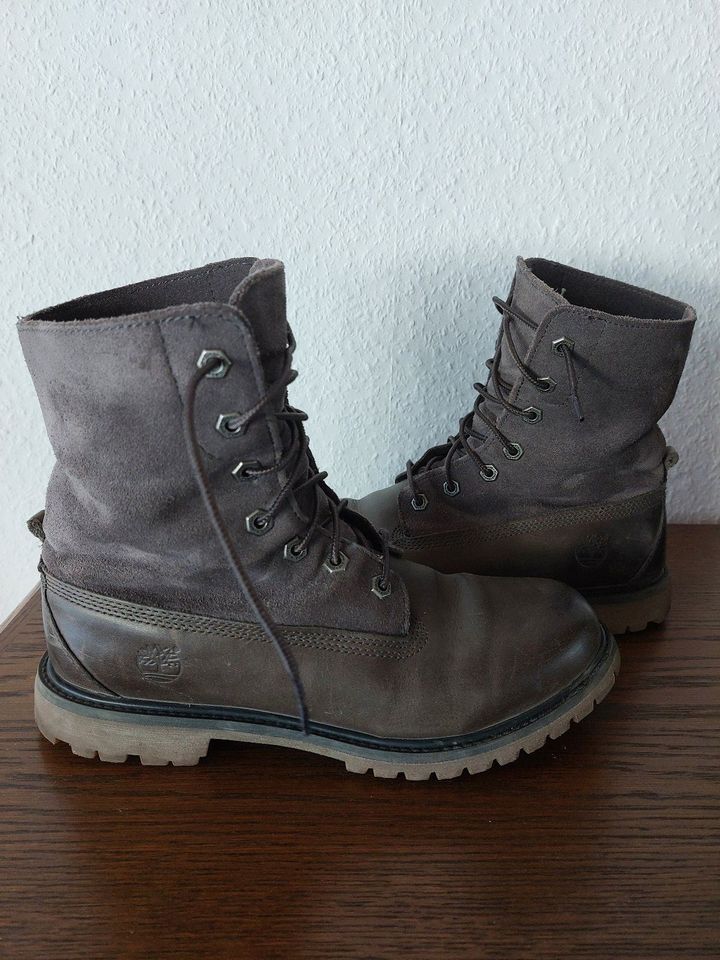 Timberland Stiefel Damen Roll Top grau Leder Gr. 41 in Rüsselsheim