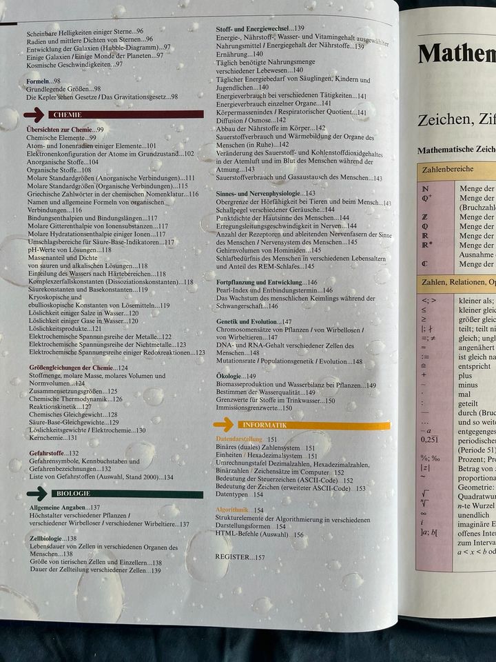 Tafelwerk und formelsammlujg für Sekundarstufe 1+2 (Abitur) in Haselbachtal