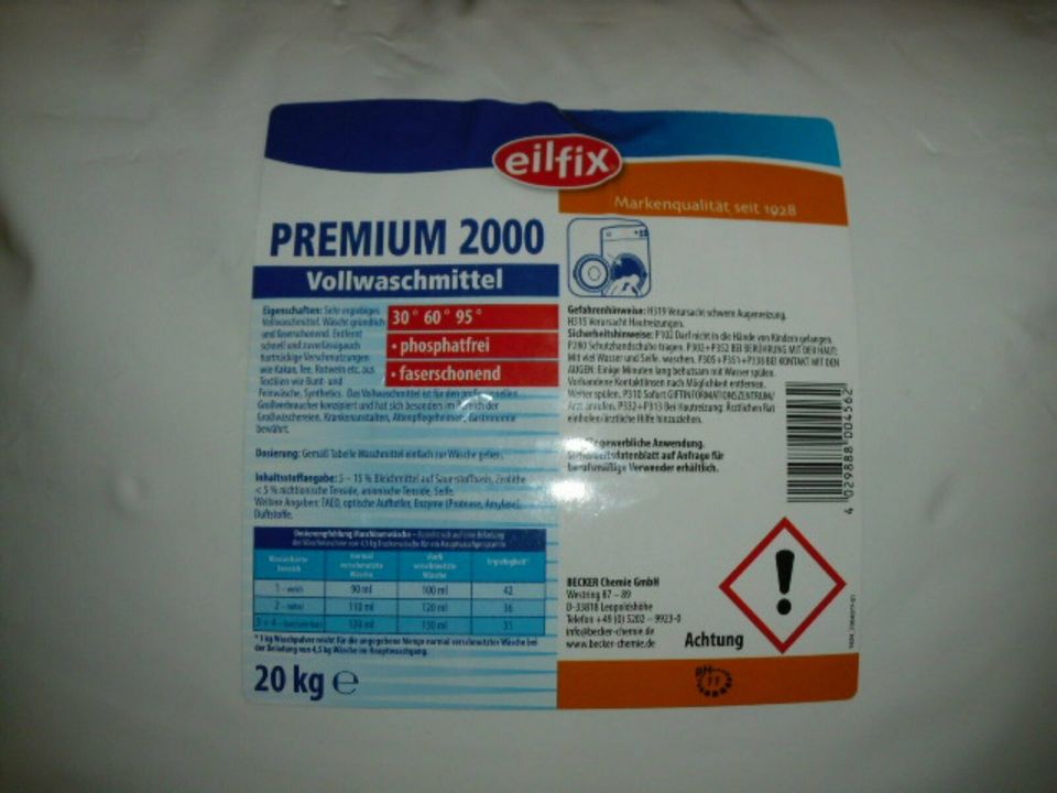 20 kg Premium 2000  Vollwaschmittel von Eilfix in Seesen