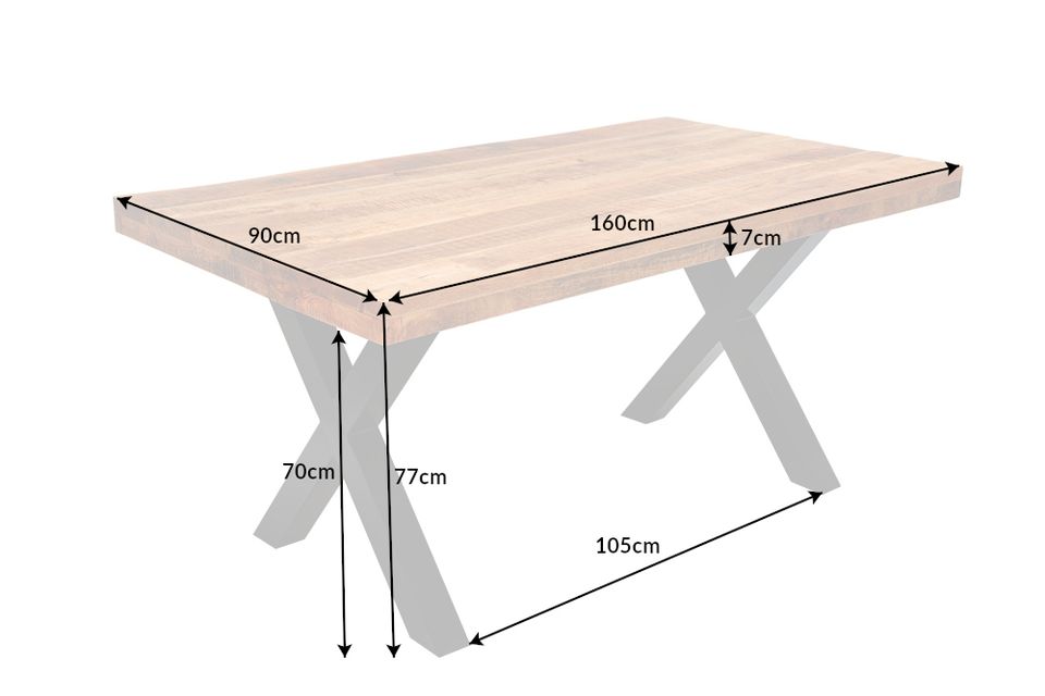 Massiver Esstisch IRON CRAFT 160cm natur Mangoholz Industrial Design schwarz Metall Riess-Ambiente in Hamburg