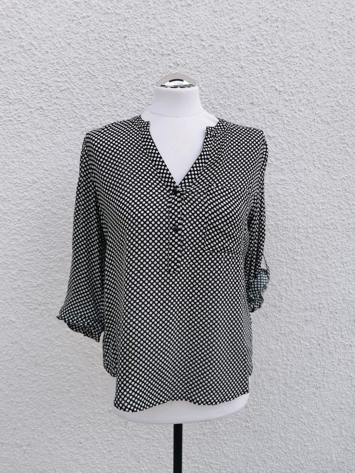 Atmosphere Viskose Bluse Blusenshirt schwarz weiß Punkte Gr.38 in Ebermannstadt