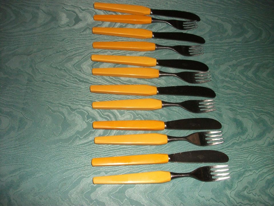 Besteck, Besteck - Set, 12 teilig, ( 6 x Messer, 6 x Gabel ) in Torgelow