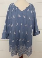 Bluse mit Stickerei, Größe 48, blau, w. NEU Nordrhein-Westfalen - Jüchen Vorschau