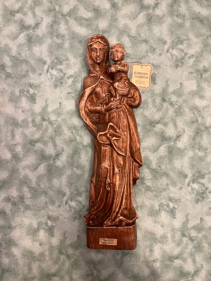 Heiligenfigur Holzfigur Maria mit Jesus Jesuskind in Lonsee