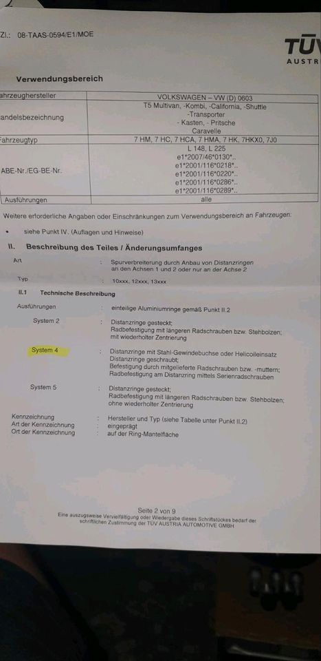 Distanzringe für VW T5 und weitere in Hambrücken