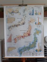 Orig Schulkarte 80er Wand Karte Rollkarte Japan Asien Bevölkerung Bayern - Lichtenfels Vorschau