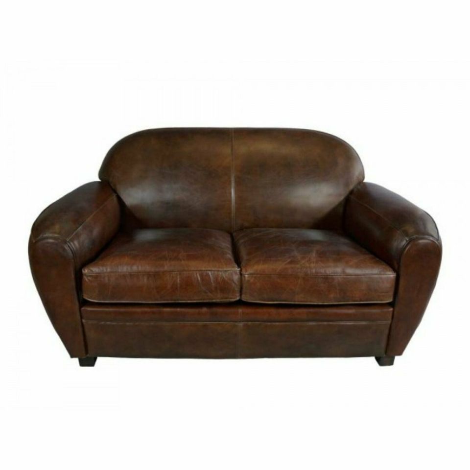 2-Sitzer Clubsofa „Art Deco“ Leder Vintage Cigar in Heiligenstedten