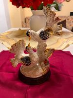 Taubenfiguren Paar,wie NEU, Vitrinendeko, glasiert mit Goldrand Bayern - Windischeschenbach Vorschau