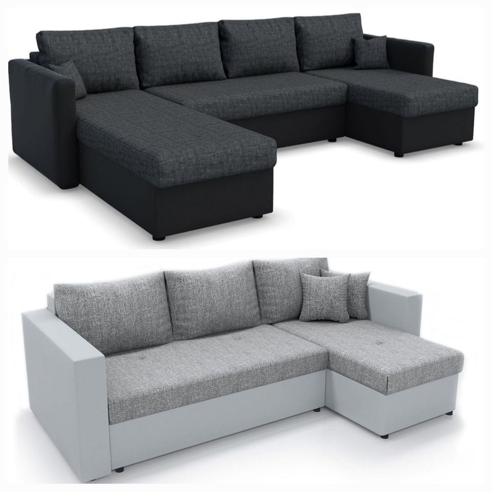 ⭐️ GARANTIERT DER BESTE PREIS ⭐️ / ❌ SOFORT ABHOLBEREIT / ✅ NEU - Eckcouch oder U - Form mit FEDERKERN Schlaffunktion Bettkasten Sofa Sessel Hocker Wohnlandschaft in Wittenburg