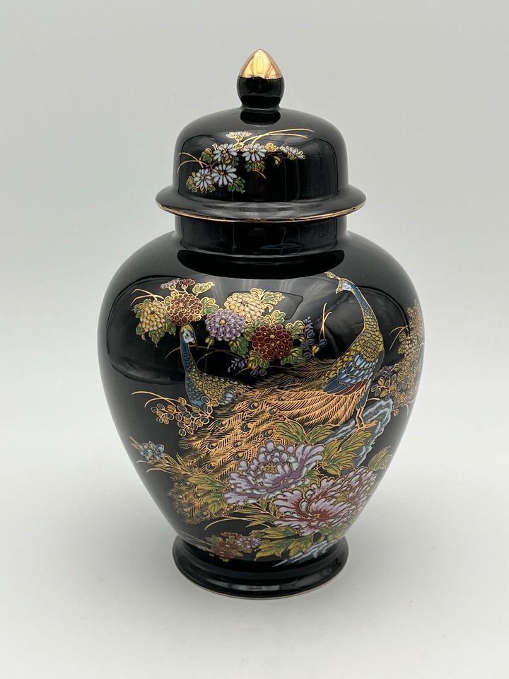 vintage Vase Japan japanische Deckelvase Feng Shui schwarz in München