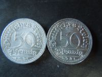 2 x Deutsches Reich 50 Pfennig 1921 Münze Rechts Fehlprägung Saarland - Wallerfangen Vorschau