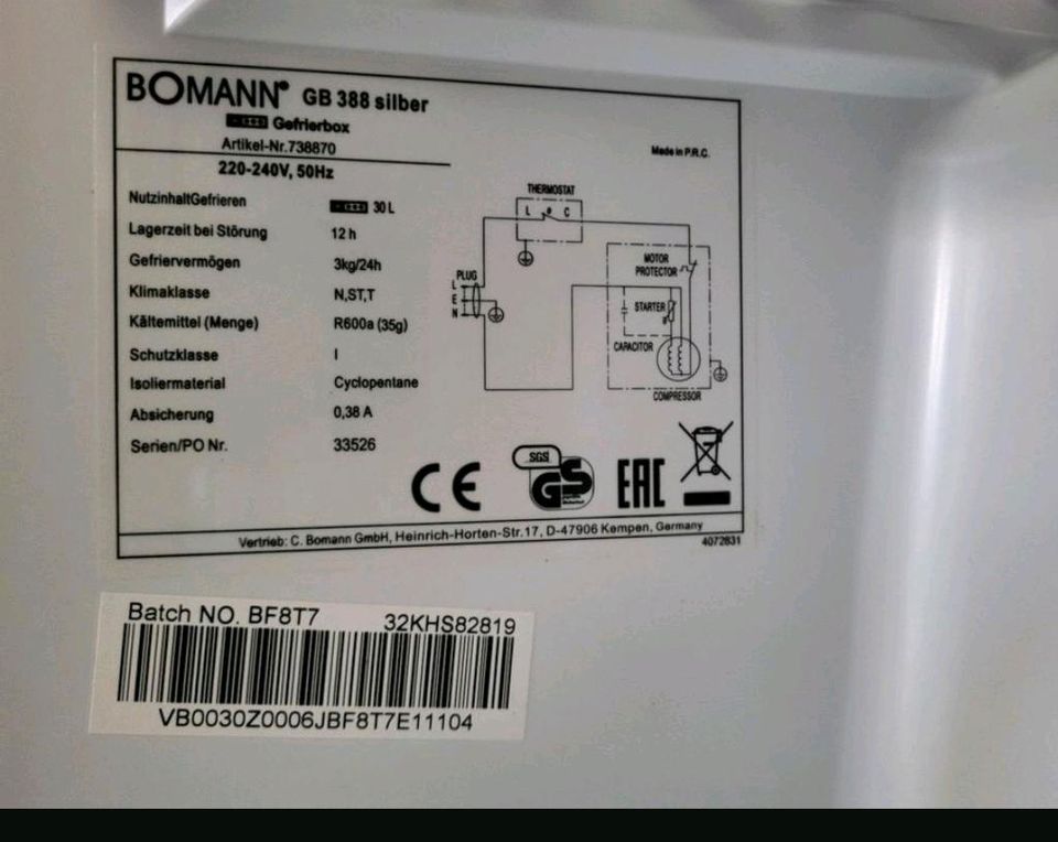 Gefrierbox Bomann GB388 Silber A++ 30 Liter in Kassel