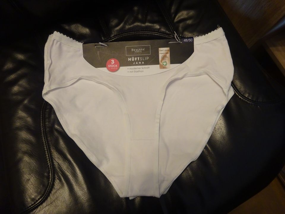 3xDamen Hüftslip weiß Taillenslip Gr.48/50 Baumwolle+elasthan Neu in Trochtelfingen