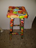 Hocker bunt 70cm Mosaik DIY Knöpfe Perlen Unikat rot gelb türkis Nordrhein-Westfalen - Gelsenkirchen Vorschau