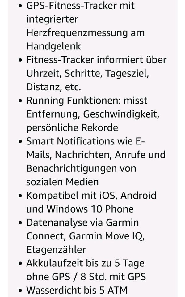 Garmin Fitnessuhr Fitnesstracker - neuwertig in Wallscheid