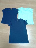 Paket, 3 T-Shirts, Mädchen, 134, H&M, blau Leipzig - Connewitz Vorschau