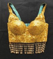 Corsage Bustier Bauchtanzoberteil gold Pailletten Gr. 36 Bayern - Alfeld Vorschau