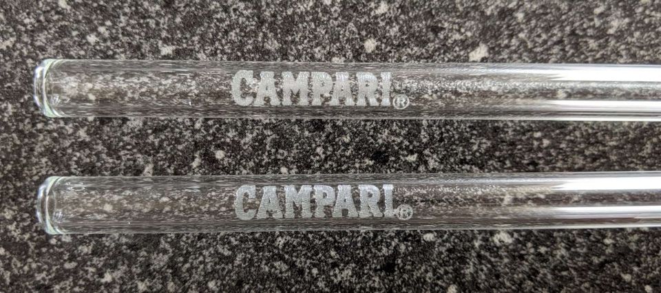 CAMPARI Glashalm Strohhalm aus Glas 2 Stück inkl. Putzbürste OVP in Fulda