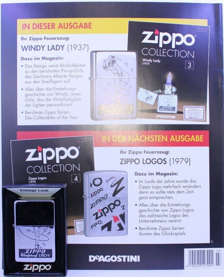 1xorg.ZIPPO COLLECTION Windy Lady 1937 FEUERZEUG STURMFEUERZEUG in Calbe (Saale)